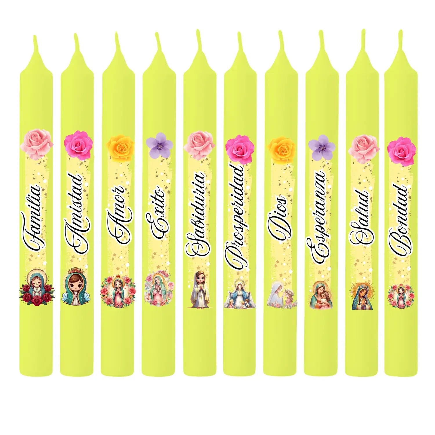 Vela Navideña con diseño de Virgencitas