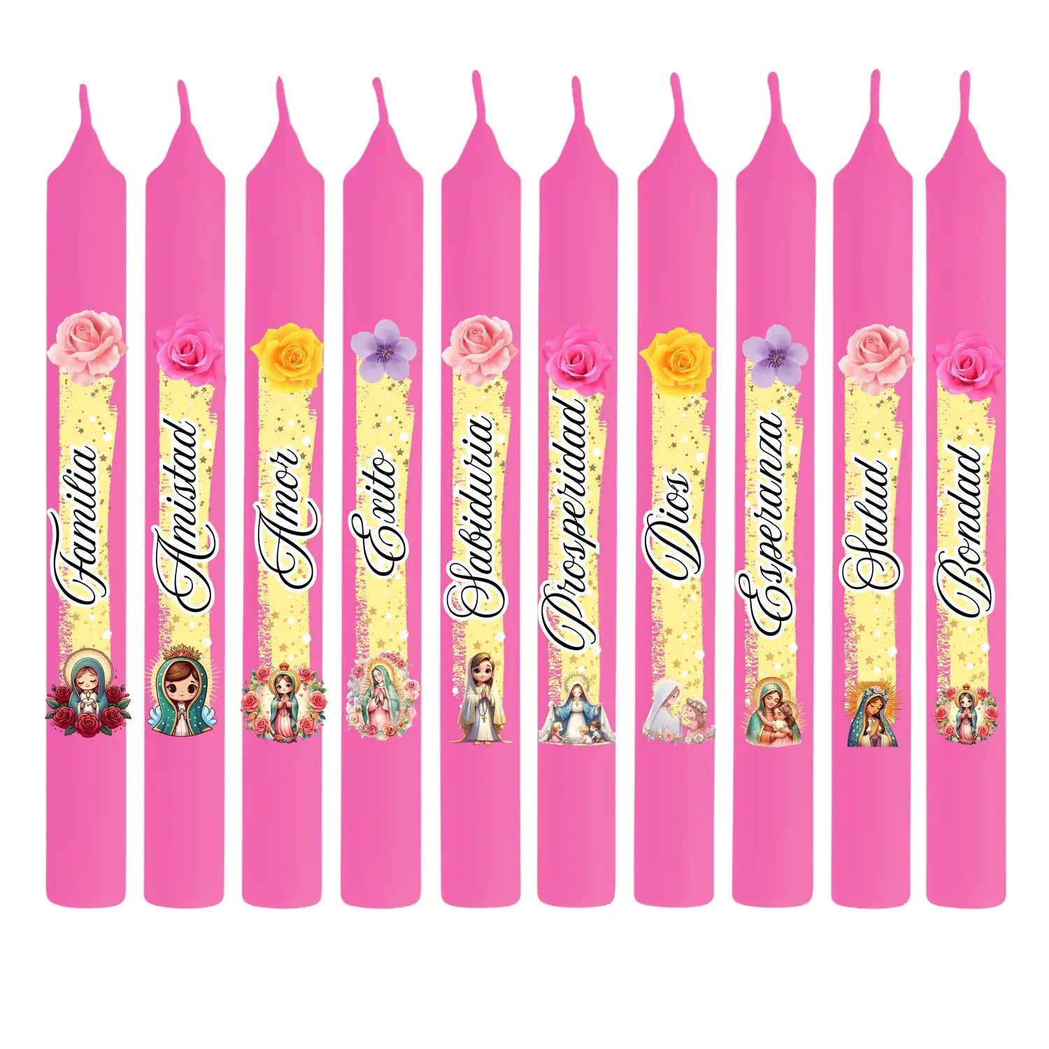 Vela Navideña con diseño de Virgencitas