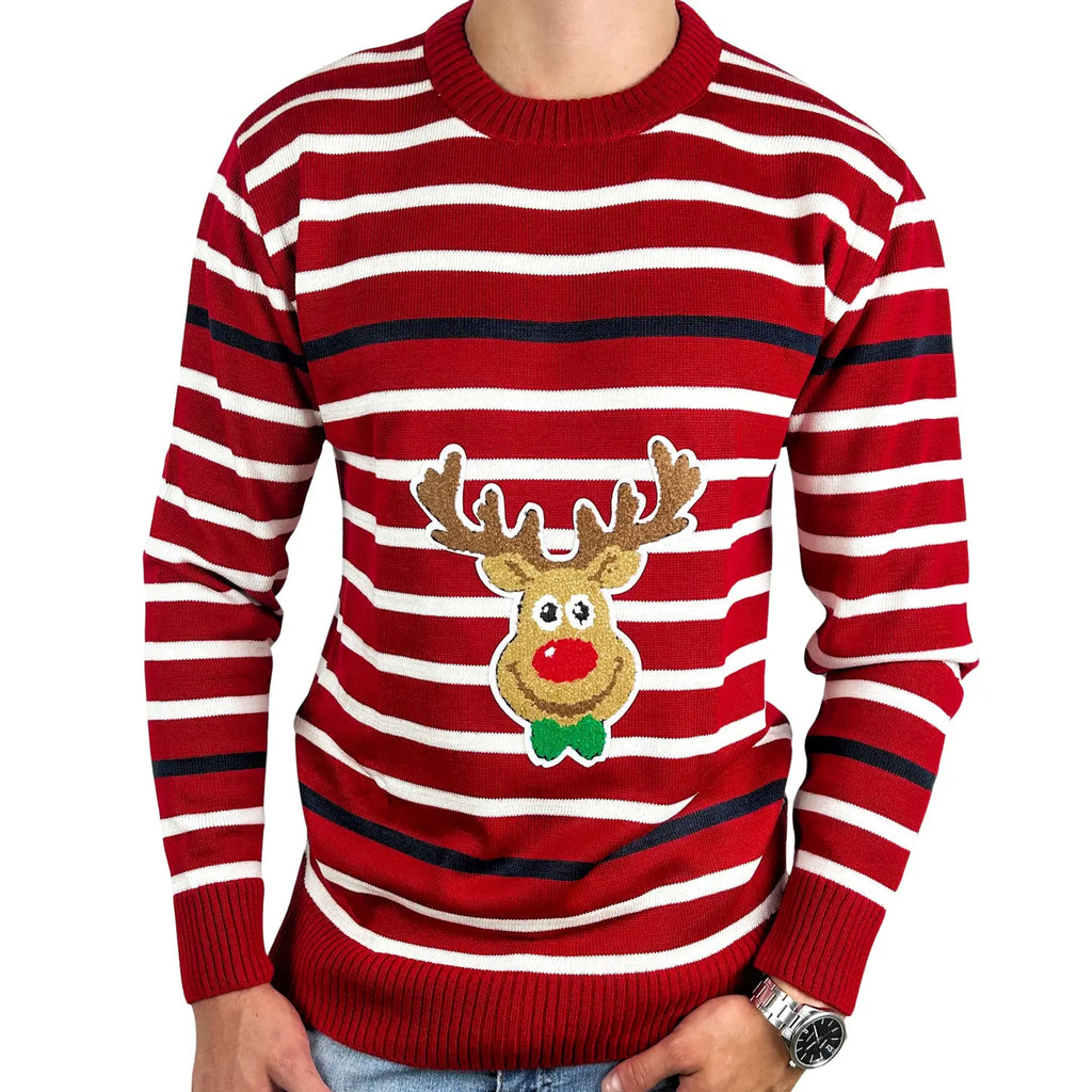 Sweater navideño unisex Reno Rayado 🎄🦌