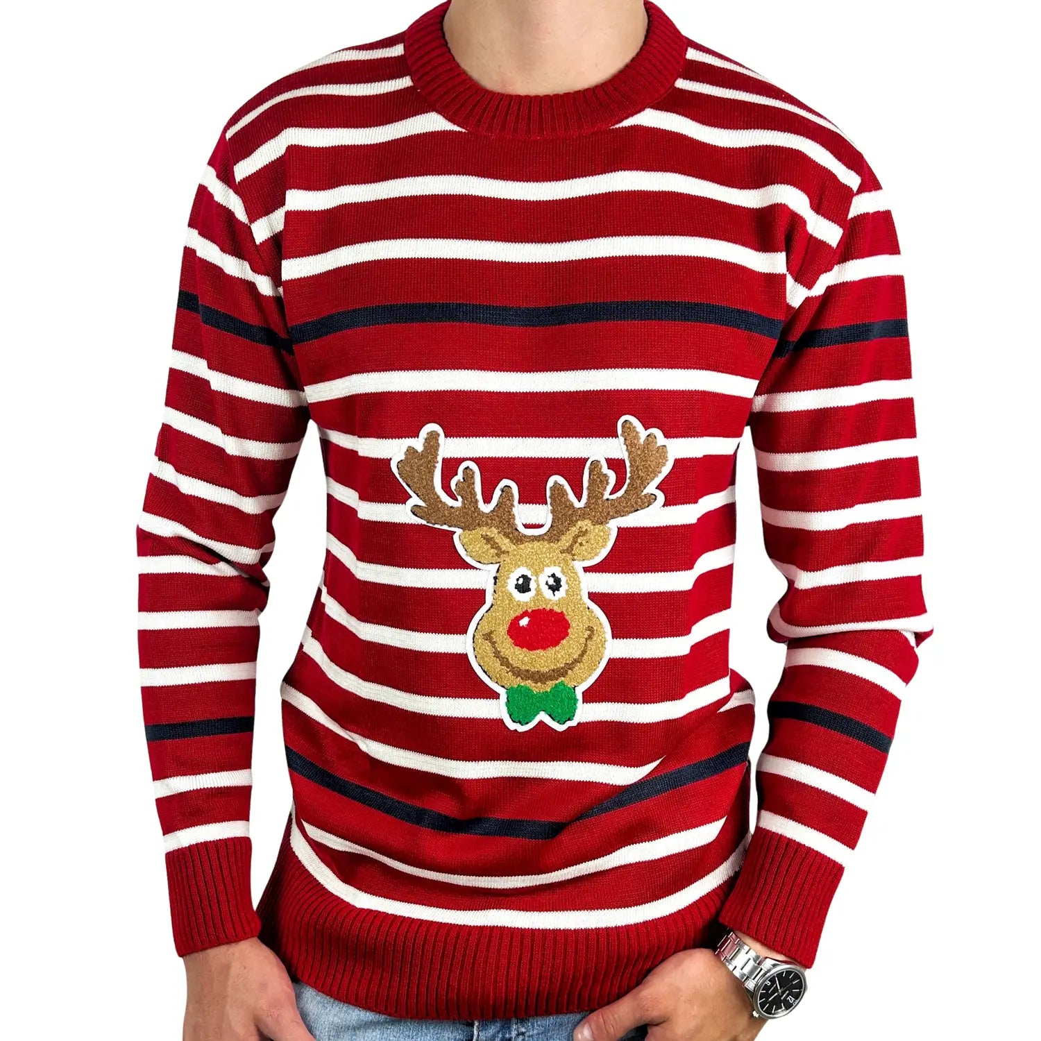Sweater navideño unisex Reno Rayado 🎄🦌