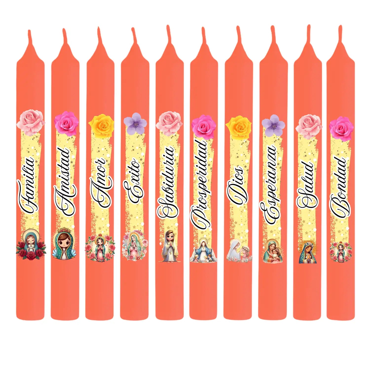 Vela Navideña con diseño de Virgencitas