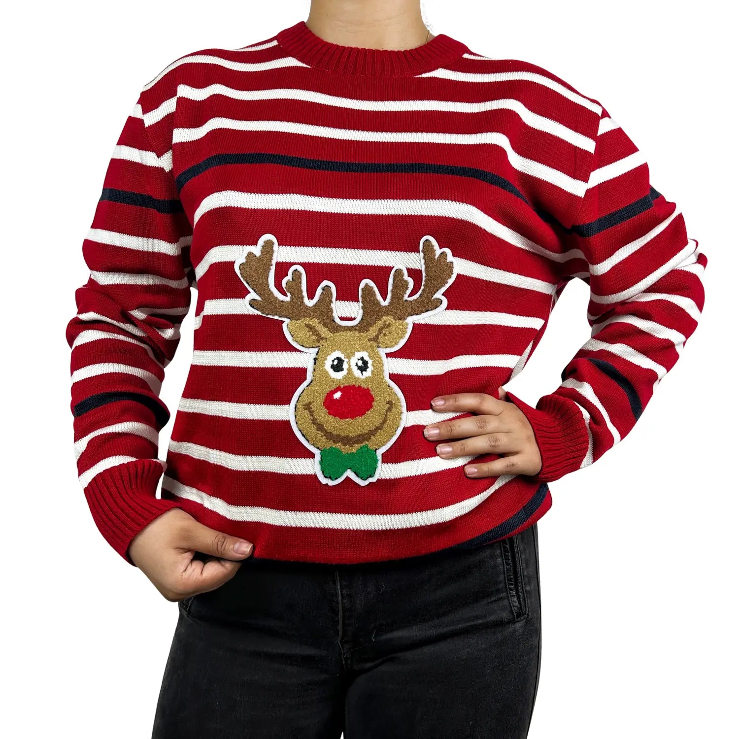 Sweater navideño unisex Reno Rayado 🎄🦌