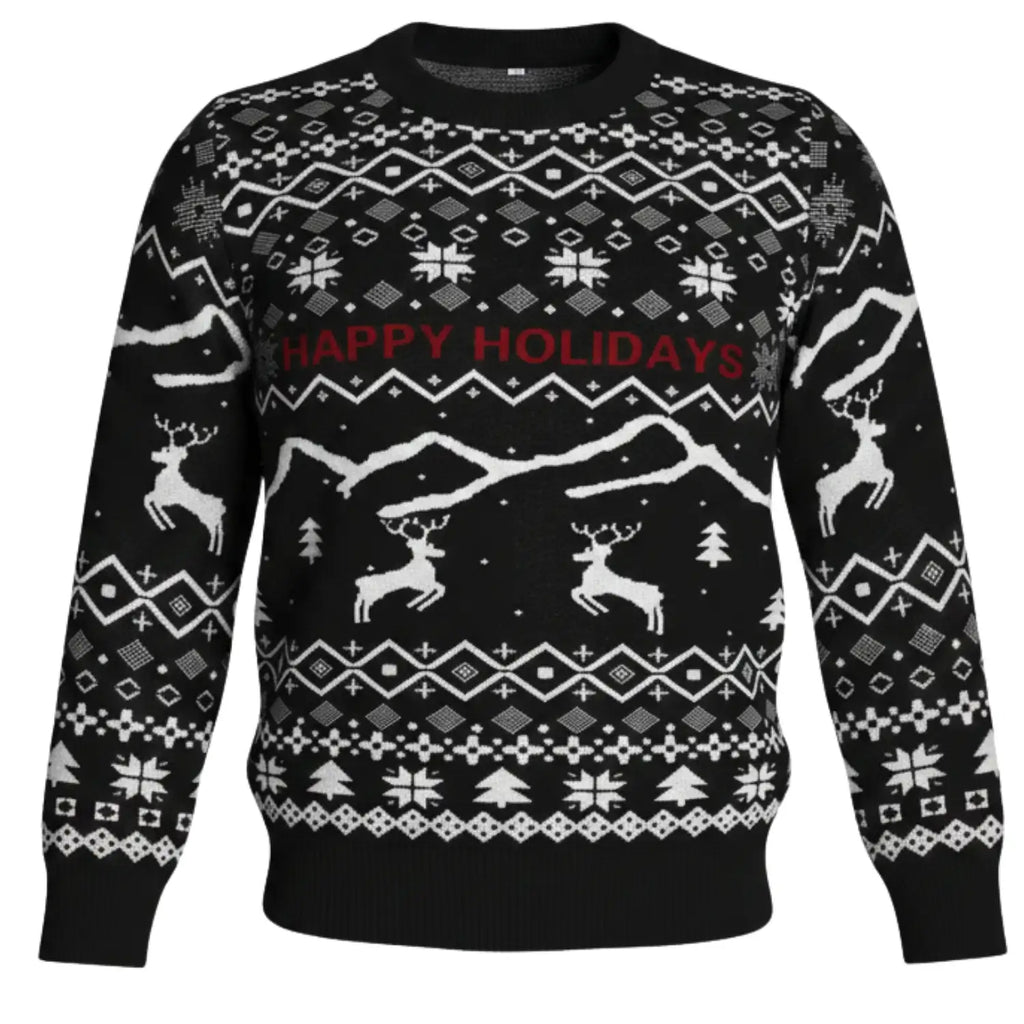 Sweater Navideño “Happy Holidays Black” – Edición Elegante