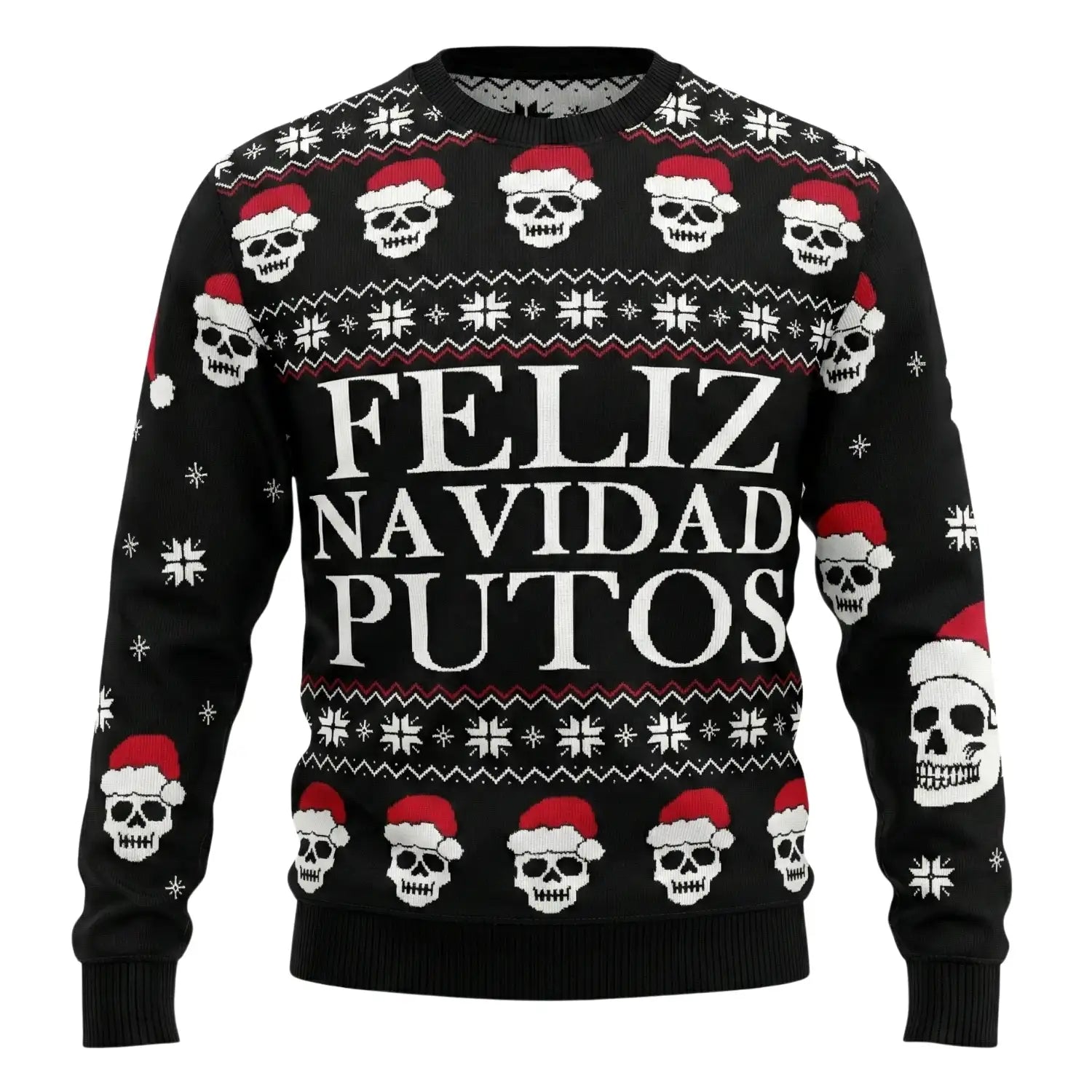 Sweater Navideño “Feliz Navidad Skulls” – Edición Irreverente