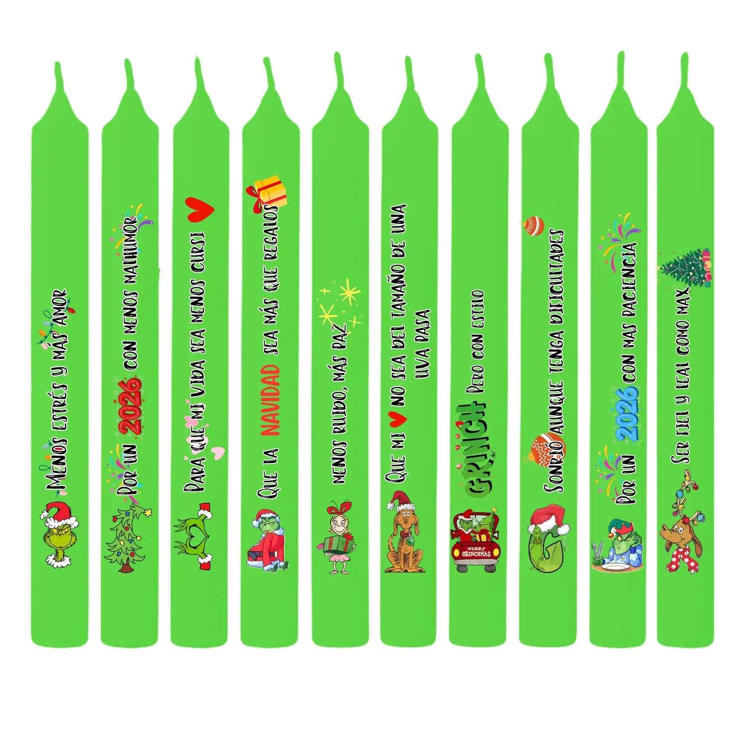 Vela Navideña con diseño del Grinch