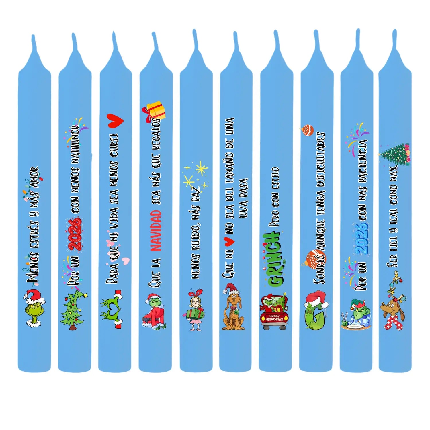 Vela Navideña con diseño del Grinch