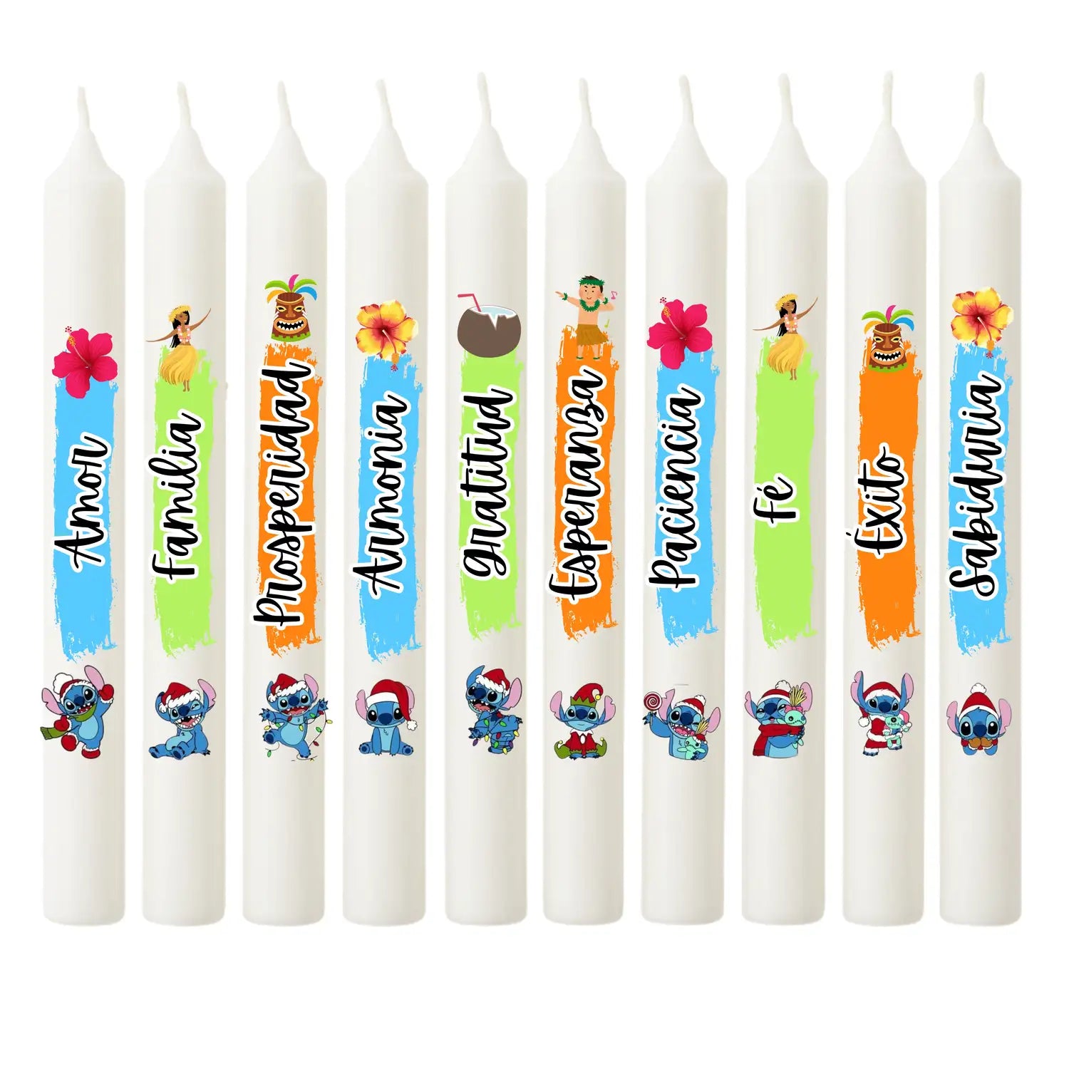 Vela Navideña con diseño Navideño Stich