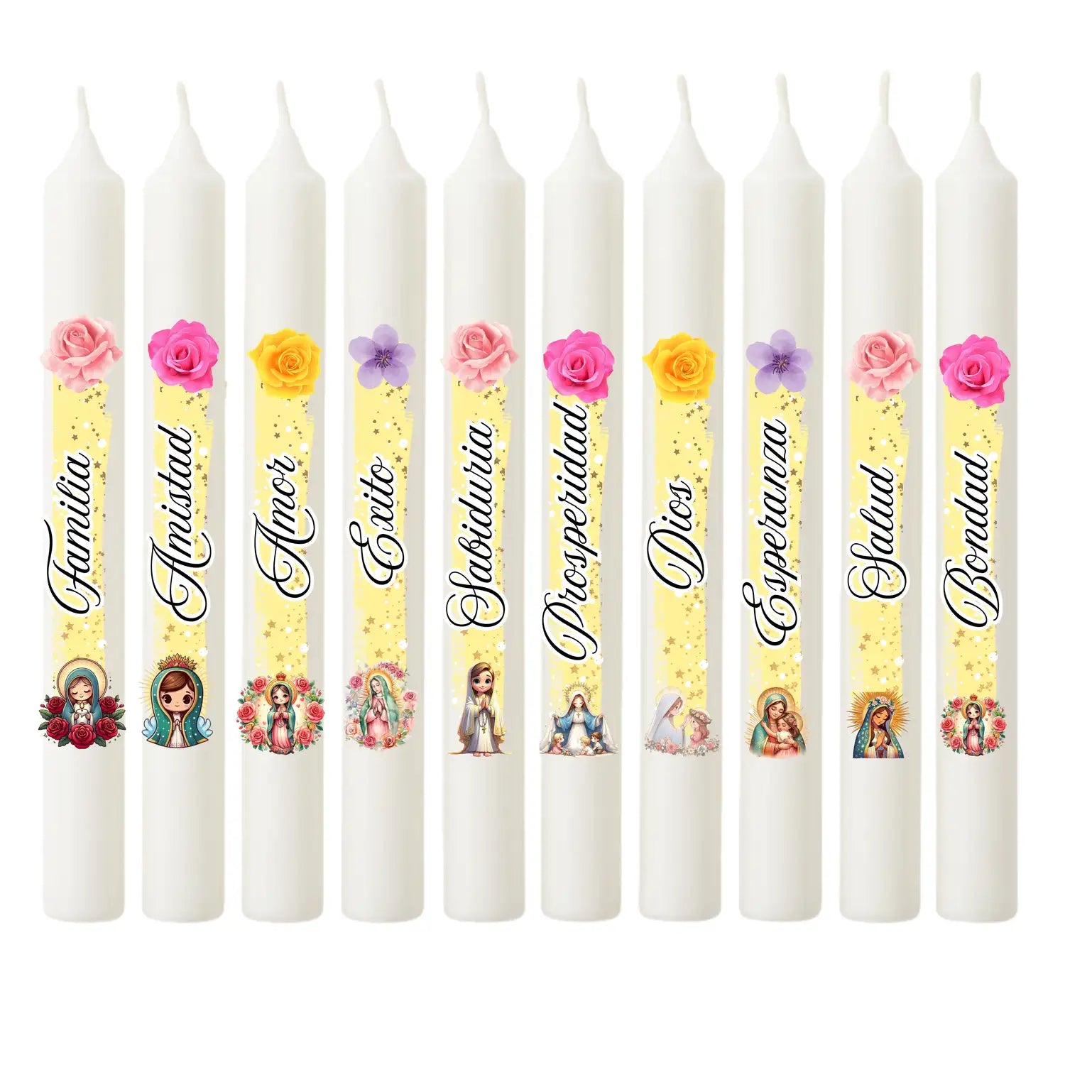 Vela Navideña con diseño de Virgencitas