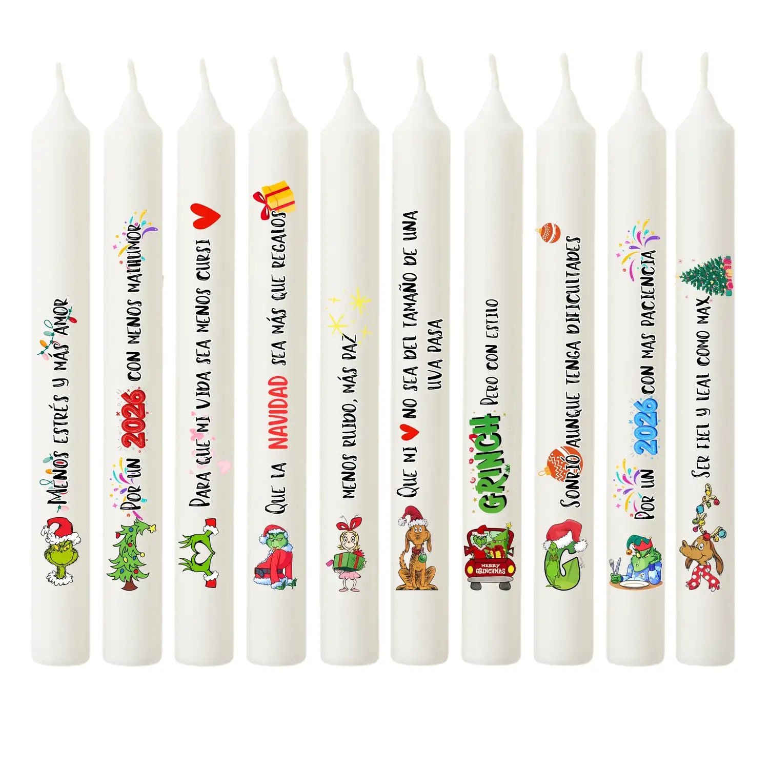 Vela Navideña con diseño del Grinch